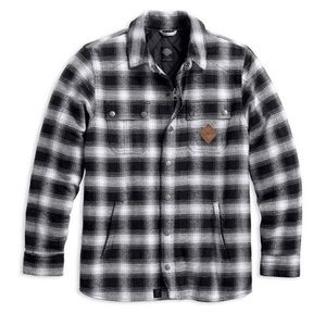 Mens Harley Davidson Flannel Jacket with zipper & snaps